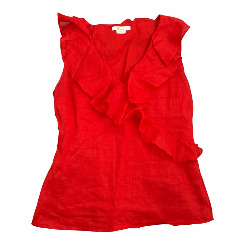 Boden Red Ruffled Sleeveless Top